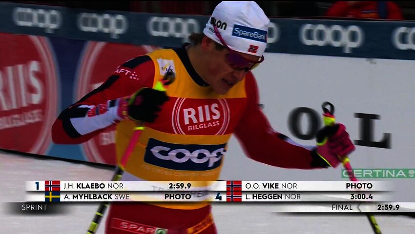 Världscupseger nummer 100 för Klæbo – framför svenska skrällen