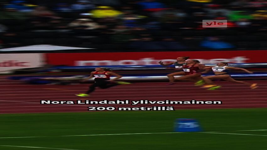 Nora Lindahl juoksi naisten 200 metrin loppukilpailussa kisa- ja kenttäennätyksen 22,94.
