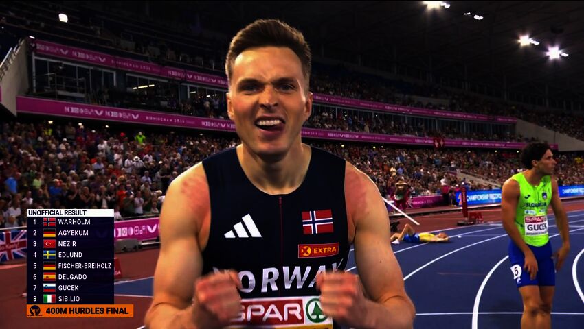 Karsten Warholm vinner guld på 400 meter häck