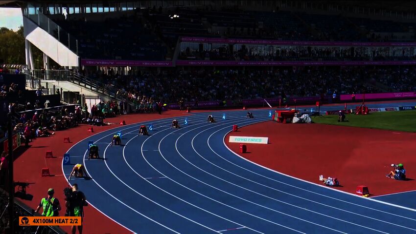 Suomen nelikko miesten 4x100 metrin viestin alkuerässä