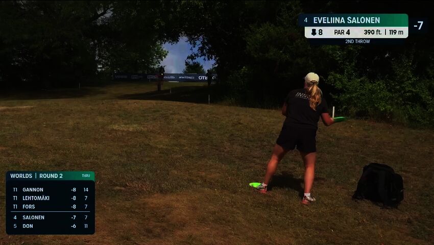 Eveliina Salonen nousi MM-frisbeegolfin kärkeen toisella kierroksella
