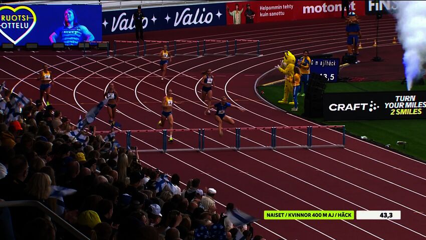 Hilla Uusimäki vinner damernas 400 meter häck