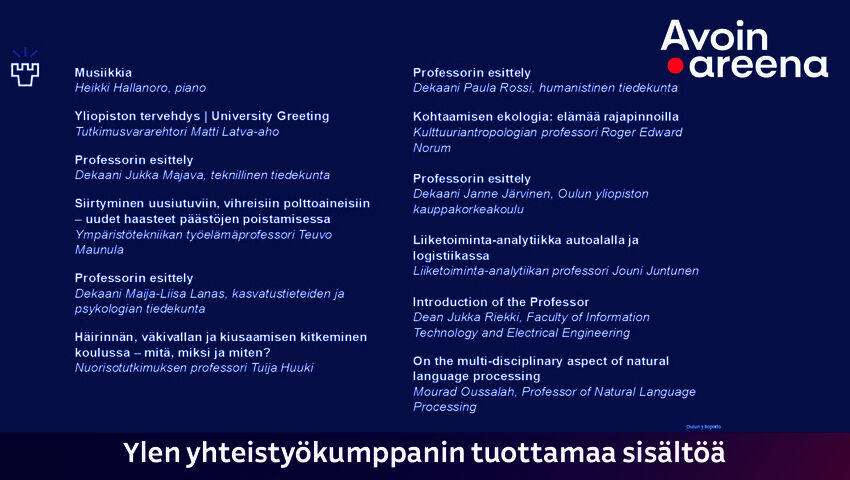 Oulun yliopiston uusien professorien juhlaluennot